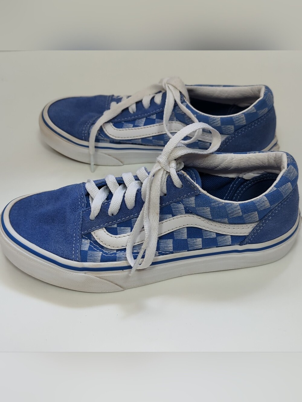 Vans Old School Racers Edge Sneakers Sz 2.5 Lace Up Classic Checkered Blue White